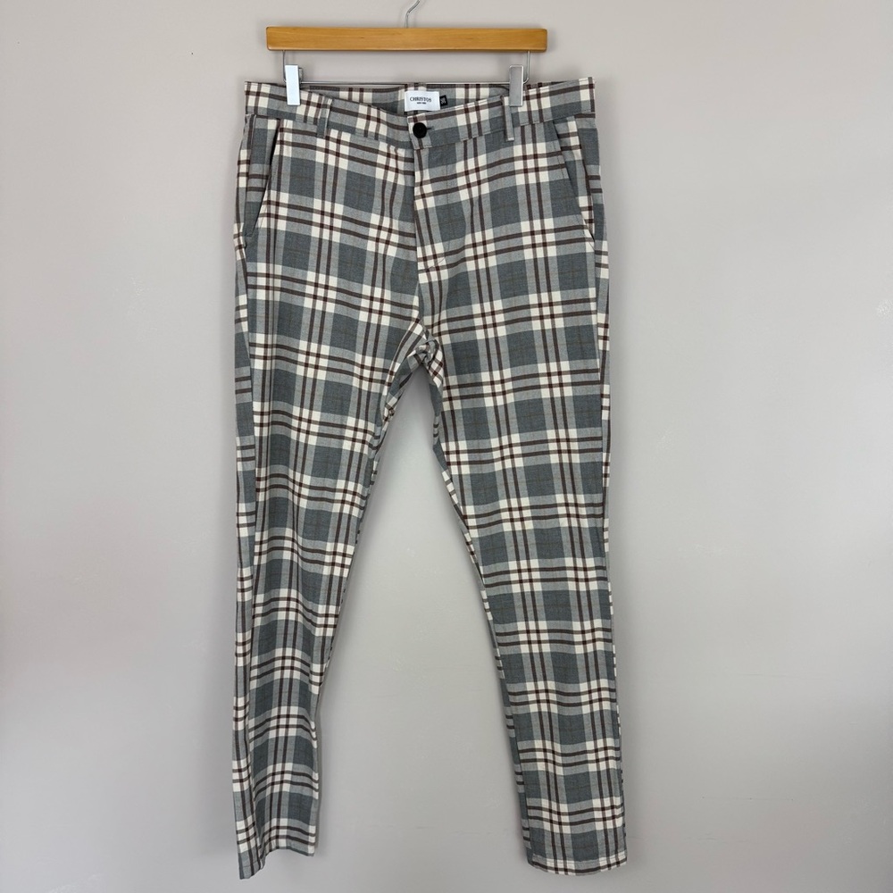 Christos New York "The Summit" Gray Plaid Trousers Men’s Size 36 - Picture 2 of 7